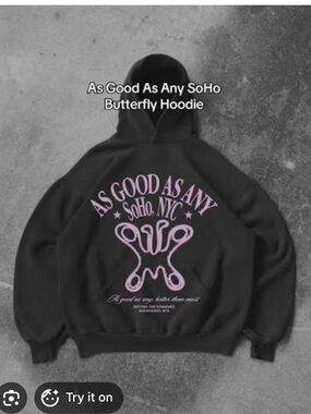 Rare viral tiktok as Good As Any Soho NYC Butterfly Hoodie - Black with Pink